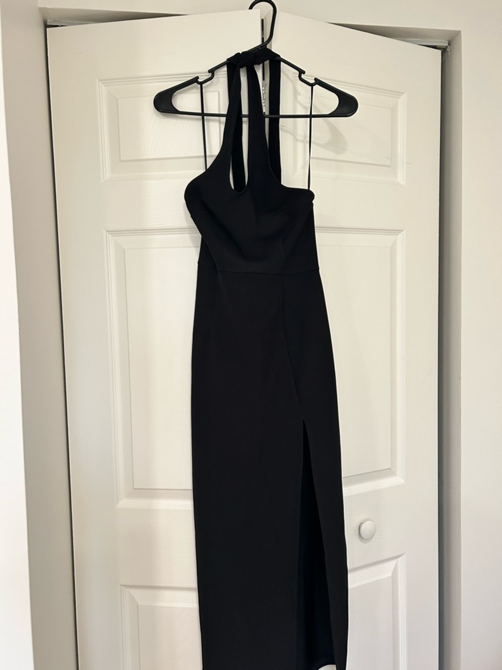 Abercrombie & Fitch Black Crisscross Halter Midi Dress with Side Slit - Picture 3 of 5